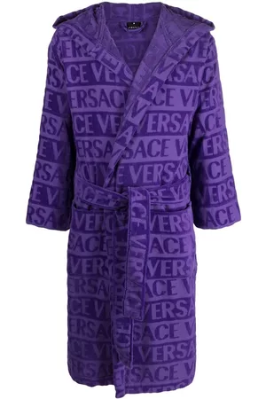 VERSACE Logo-print cotton towelling robe