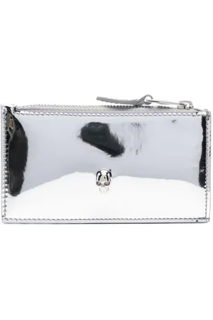 Alexander McQueen Skull-embellished metallic-effect wallet