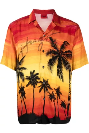 HUGO BOSS Palm tree logo-print shirt