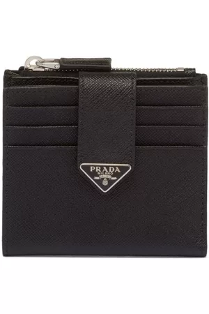 Prada Saffiano logo-plaque wallet