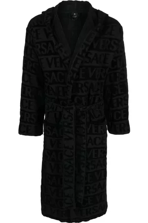 VERSACE Logo-print cotton towelling robe