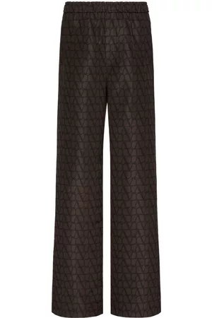 VALENTINO VLogo-print wide-leg trousers