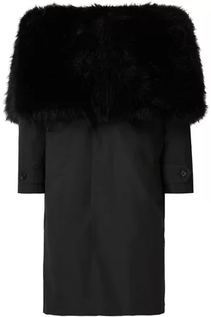 Burberry Homem Casacos - Faux fur-trim single-breasted coat