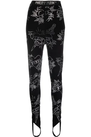 Philipp Plein Love-print stirrup leggings