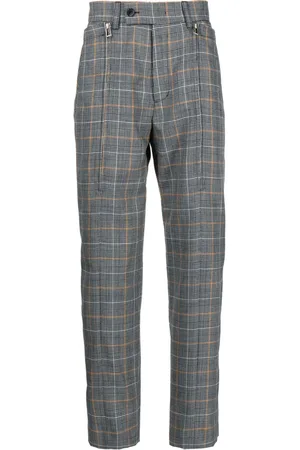 SONGZIO Zip-detail check-print wool trousers