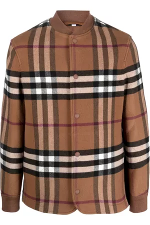 Burberry Check-pattern wool bomber jacket