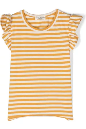 Babe And Tess Ruffle-detailing striped T-shirt