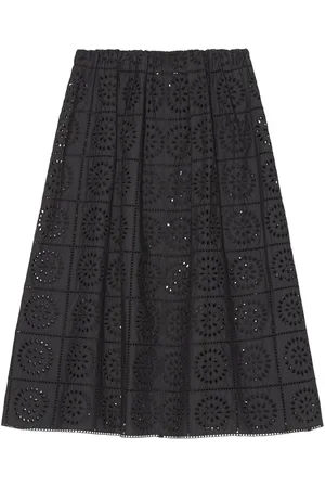 Ganni Broderie-anglaise straight skirt