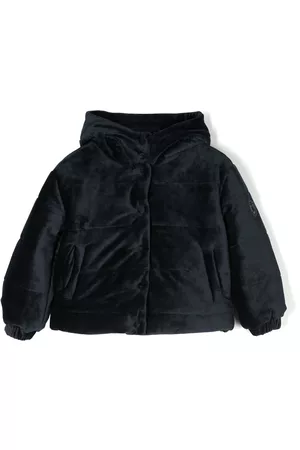 MONNALISA Menina Casacos - Velvet-effect hooded padded jacket