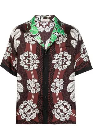 VALENTINO Floral-print silk bowling shirt