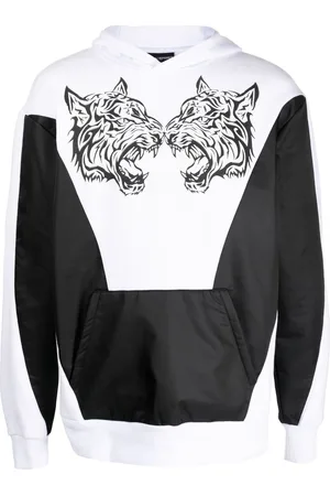 Philipp Plein Tiger-print panelled hoodie