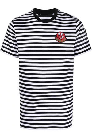 Moncler Homem T-shirts & Manga Curta - Logo-patch striped T-shirt