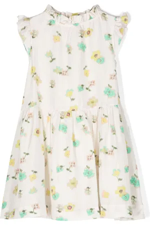 BONPOINT Floral-print silk ruffled dress