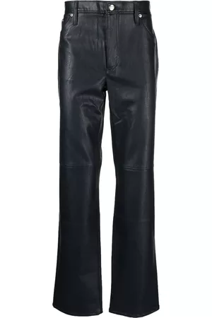 Séfr Homem Calças em Pele - Faux-leather straight-leg trousers