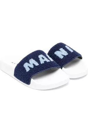 Marni Menina Polares - Logo-lettering fleece-texture slippers