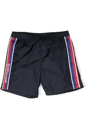 Moncler Logo-print striped swim shorts