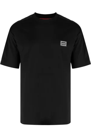 HUGO BOSS Logo-patch shoulder-stripe T-shirt