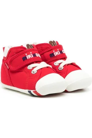 Miki House Logo-embroidered touch-strap sneakers