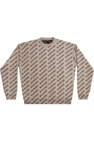 Balenciaga Homem Camisolas - All-over logo-print knit jumper