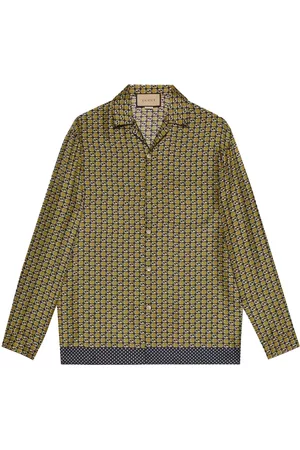 Gucci Homem Camisa Formal - Geometric Interlocking G-print silk shirt