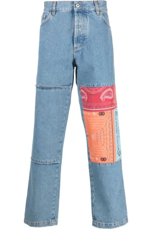 MARCELO BURLON Patchwork-detailing straight-leg jeans