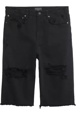 Balenciaga Homem Calções - Distressed denim shorts
