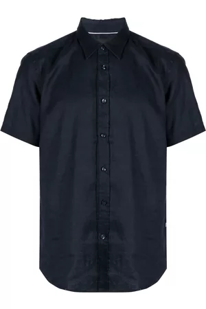 HUGO BOSS Homem Camisas de Manga curta - Short-sleeve linen-blend shirt