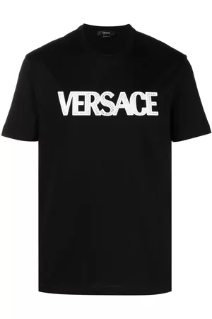 VERSACE Homem T-shirts & Manga Curta - Mesh logo appliqué T-shirt
