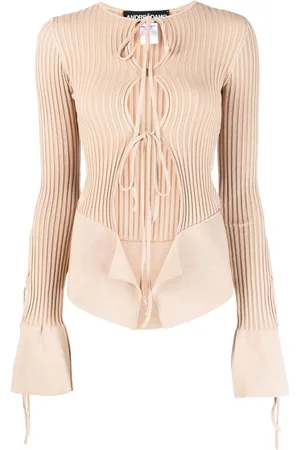 andre damo Tie-fastening long-sleeve knitted top