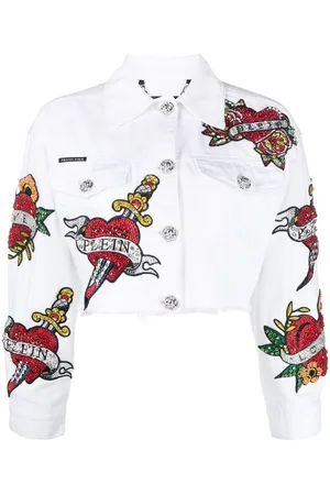 Philipp Plein Cropped Love denim jacket