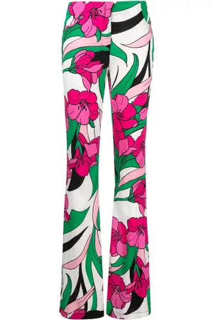 Pinko Mulher Calças Bootcut - Floral-print bootcut trousers