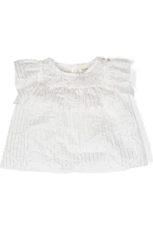 DOUUOD KIDS Stripe-detailing short-sleeve blouse