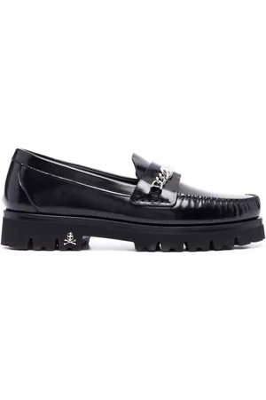 Philipp Plein Homem Oxford & Moccassins - Logo plaque leather loafers