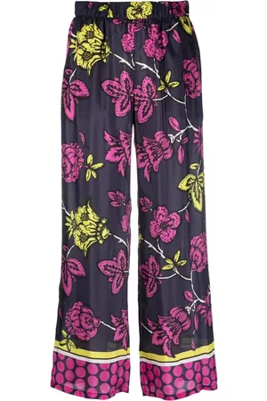 P.a.r.o.s.h. Mulher Calças Estampadas - Floral-print cropped trousers