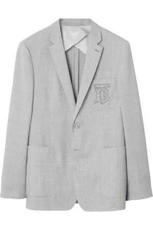 Burberry Homem Blazers - Embroidered-logo wool tailored jacket