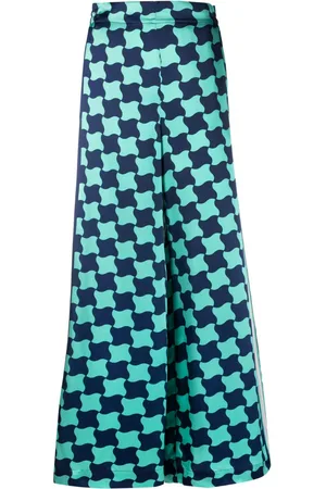Casablanca Pool Tile silk wide-leg trousers