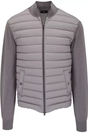 HERNO Homem Casacos Acolchoados - Padded-panel fine-knit cardigan