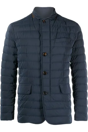MOORER Quilted-finish buttoned-up coat