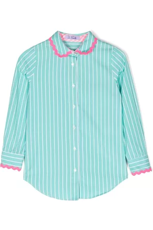 MC2 SAINT BARTH Menina Camisas - Long-sleeve striped cotton shirt