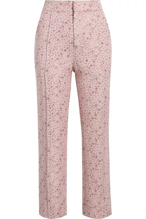 Cinq A Sept Mulher Calças Estampadas - Floral-print cropped trousers