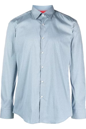 HUGO BOSS Homem Camisas de Manga comprida - Geometric-pattern print long-sleeve shirt