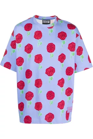 VERSACE Homem T-shirts & Manga Curta - Floral-print short-sleeved cotton T-shirt