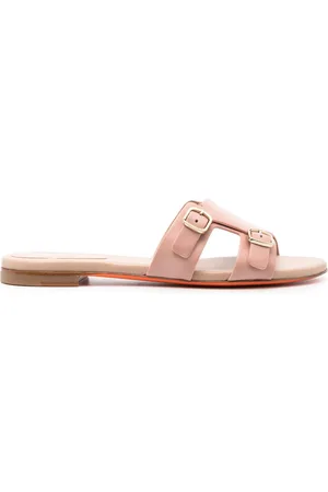 santoni Double-strap flat leather sandals