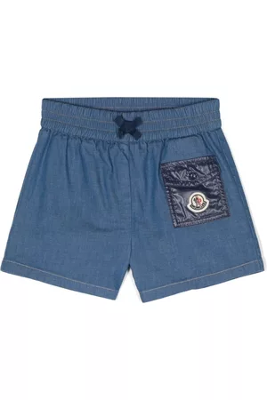 Moncler Menina Calções - Front-pocket elastic-waist denim shorts