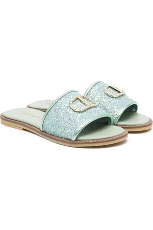 Twin-Set Kids Menina Chinelos - Logo-patch glitter slides