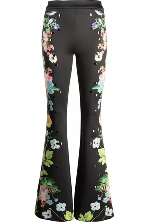 Cynthia Rowley Mulher Calças Estampadas - Floral-print flared trousers