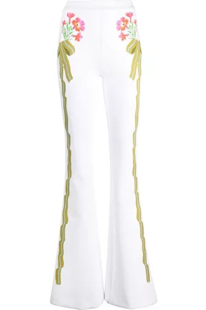 Cynthia Rowley Mulher Calças Estampadas - Floral-print flared trousers