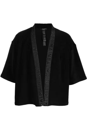 Balmain Homem Roupões de Banho - Logo embroidered stretch-cotton robe