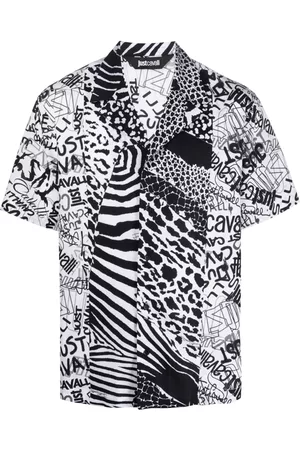 Roberto Cavalli Homem Camisa Formal - Mix-print cotton shirt