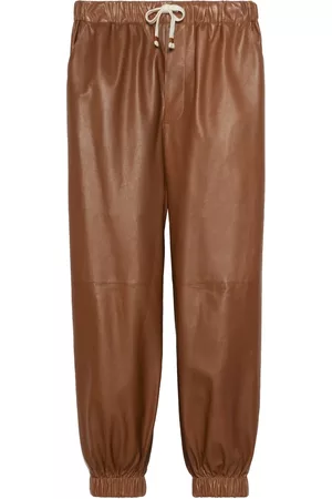 Gucci Homem Calças em Pele - Drawstring leather trousers